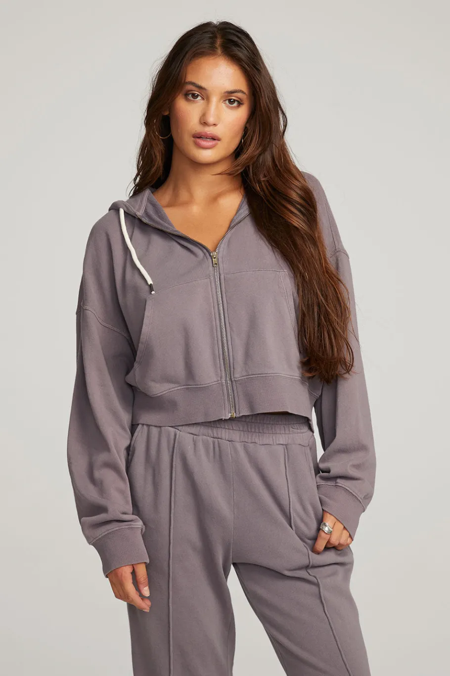 Best Sale Chaser Brand Abilene Purple Sage Zip Up Hoodie