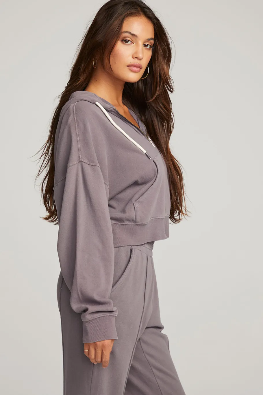 Best Sale Chaser Brand Abilene Purple Sage Zip Up Hoodie