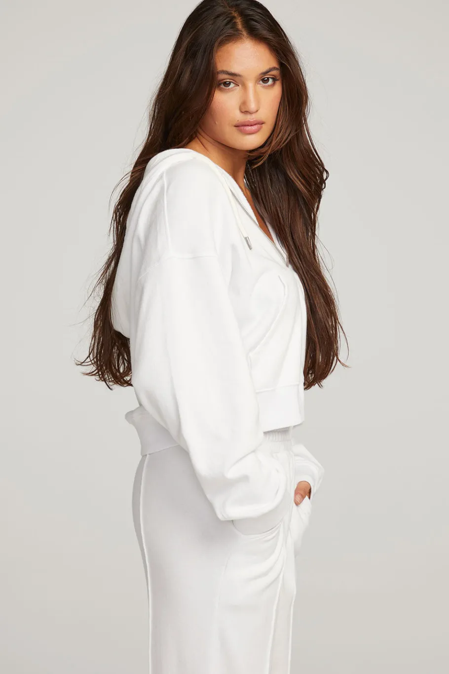 Online Chaser Brand Abilene White Zip Up Hoodie