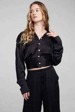 Best Sale Chaser Brand Agnes Shadow Black Blouse