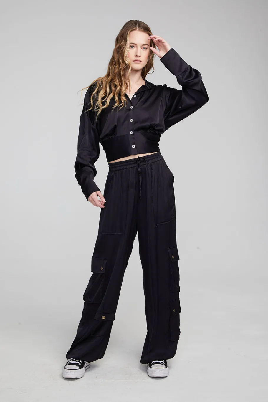 Best Sale Chaser Brand Agnes Shadow Black Blouse