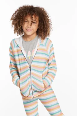 Online Chaser Brand Alana Sunset Stripe Girls Zip Up Hoodie