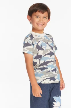 Discount Chaser Brand All Over Camo Shark Boys Tee