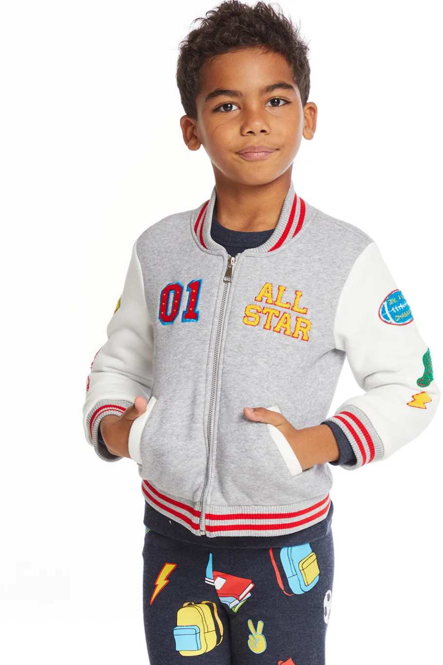 Discount Chaser Brand All Star Varsity Patches Boys Jacket