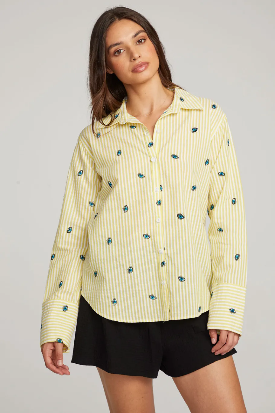 Cheap Chaser Brand Allover Eye Button Down