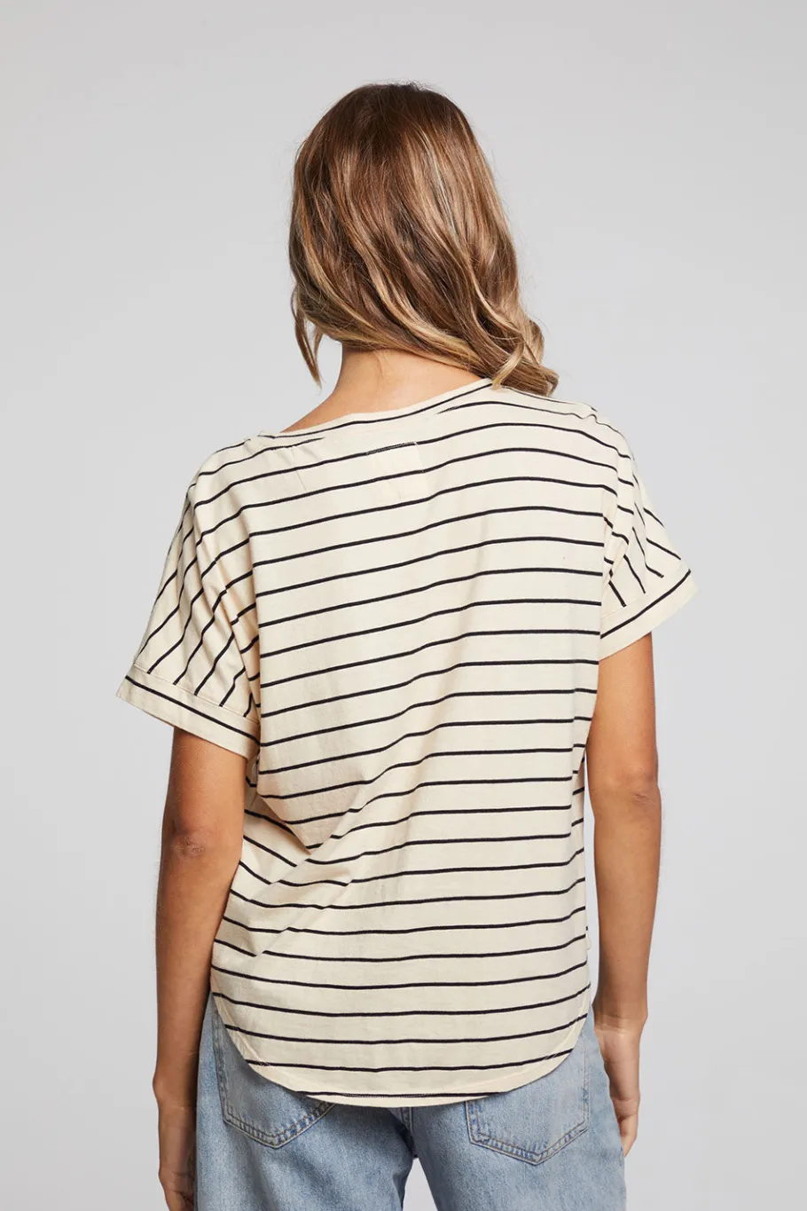 Fashion Chaser Brand Amber Black And Sand Stripe Tee