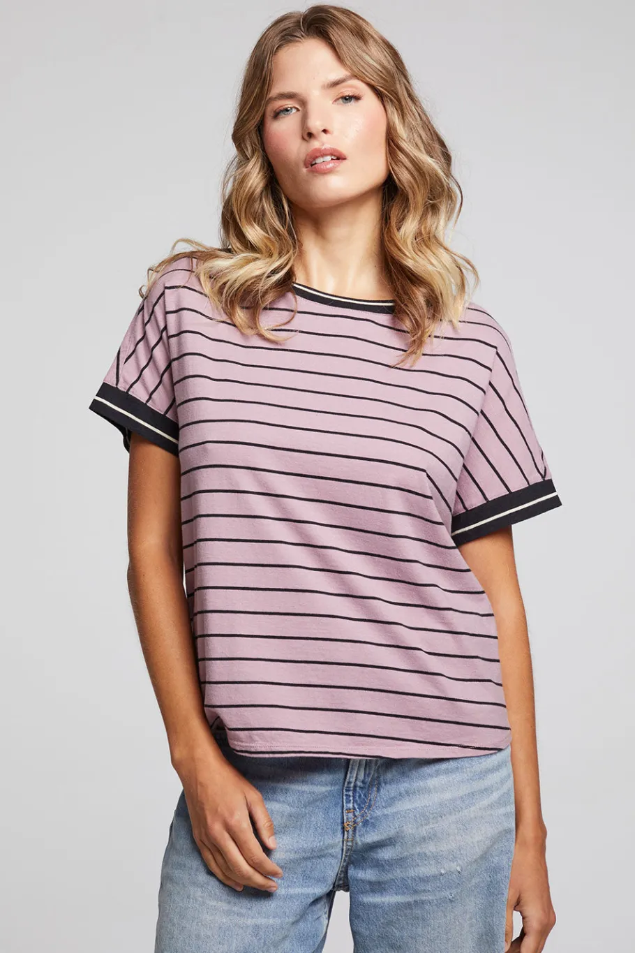 New Chaser Brand Amber Stripe Mix Tee