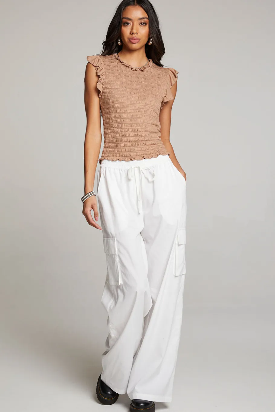 Best Sale Chaser Brand Ann Warm Taupe Blouse