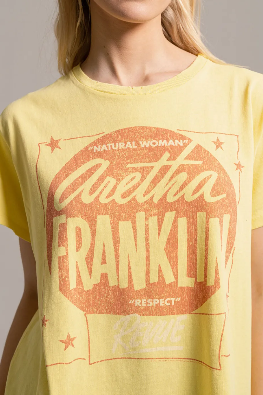 Discount Chaser Brand Aretha Franklin - "Respect" Distressed Crew Neck