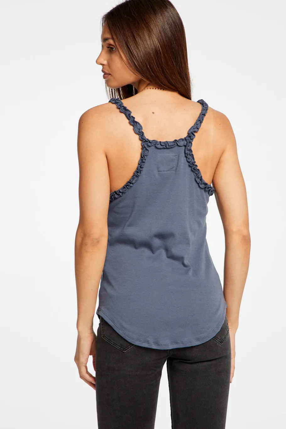Shop Chaser Brand Baby Rib V Neck Racerback Ruffle Tank