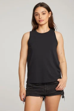 Clearance Chaser Brand Basic Black Slit Tank