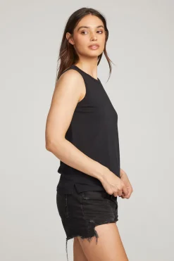 Clearance Chaser Brand Basic Black Slit Tank