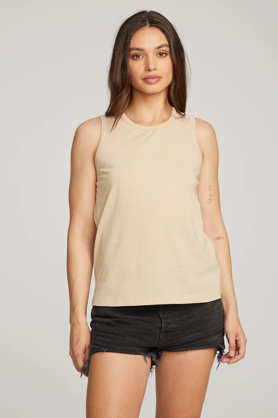 Discount Chaser Brand Basic Cappuccino Slit Tank