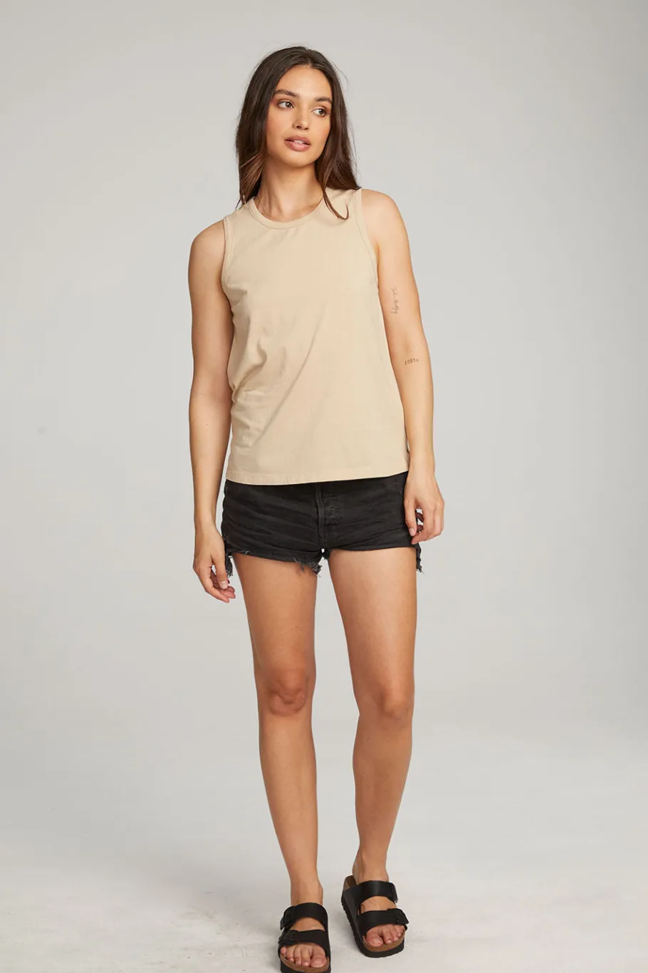 Discount Chaser Brand Basic Cappuccino Slit Tank