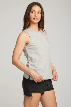Store Chaser Brand Basic Heather Grey Slit Tank