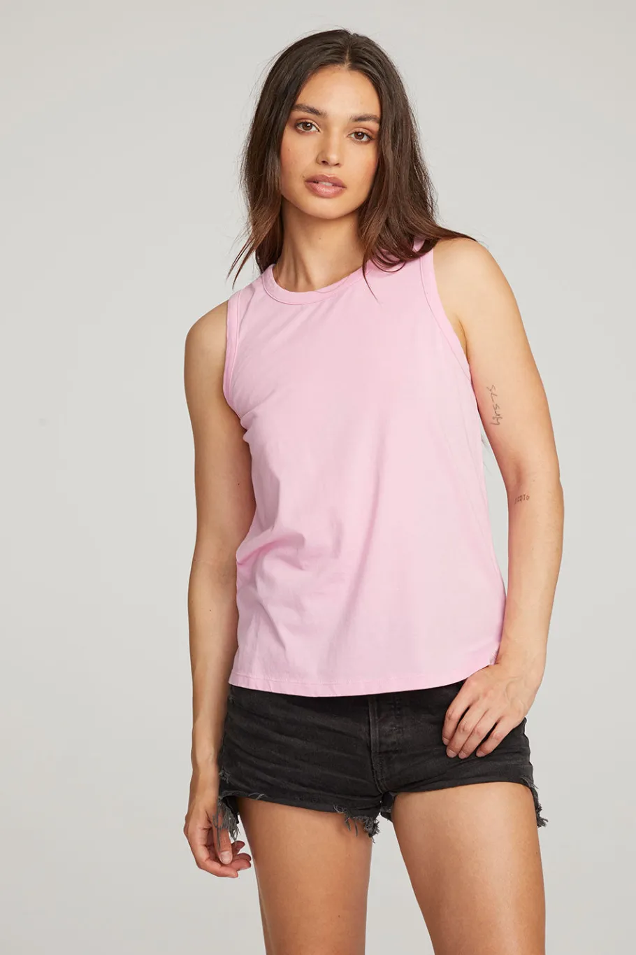 Clearance Chaser Brand Basic Pastel Lavender Slit Tank