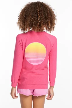 New Chaser Brand Beach Club Girls Cozy Knit Raglan Pullover