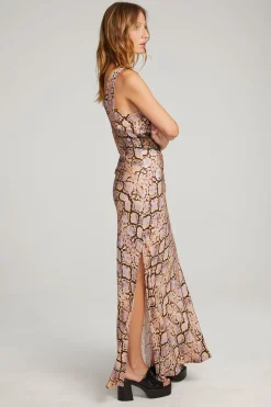 Clearance Chaser Brand Belle Python Print Maxi Dress