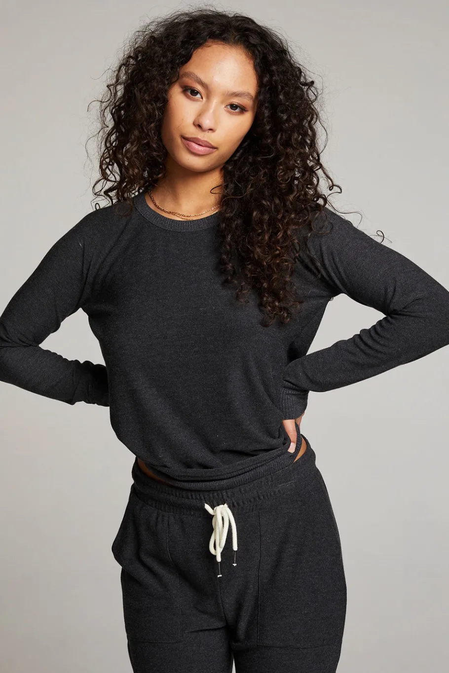 Cheap Chaser Brand Black Long Sleeve Raglan Pullover