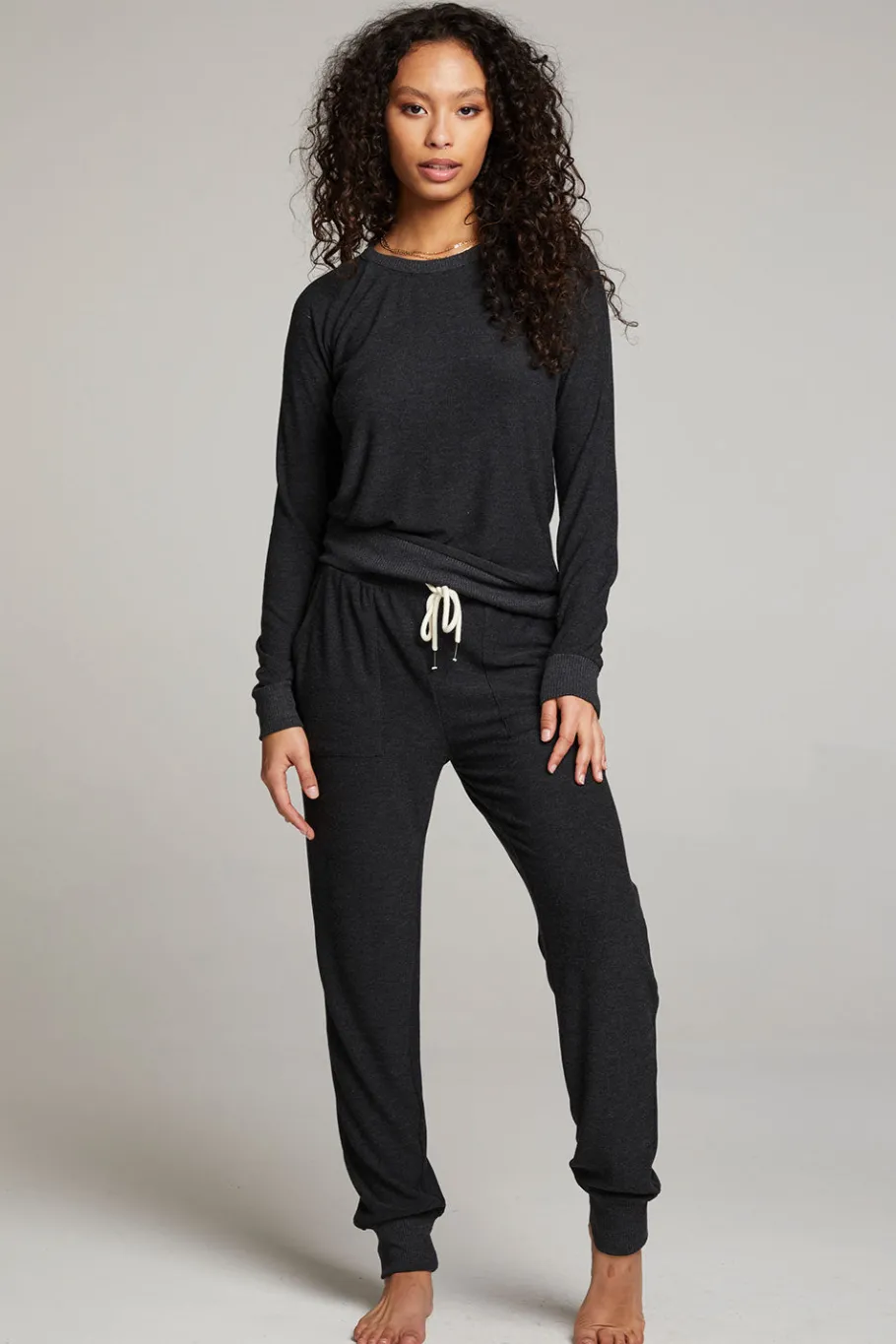Cheap Chaser Brand Black Long Sleeve Raglan Pullover