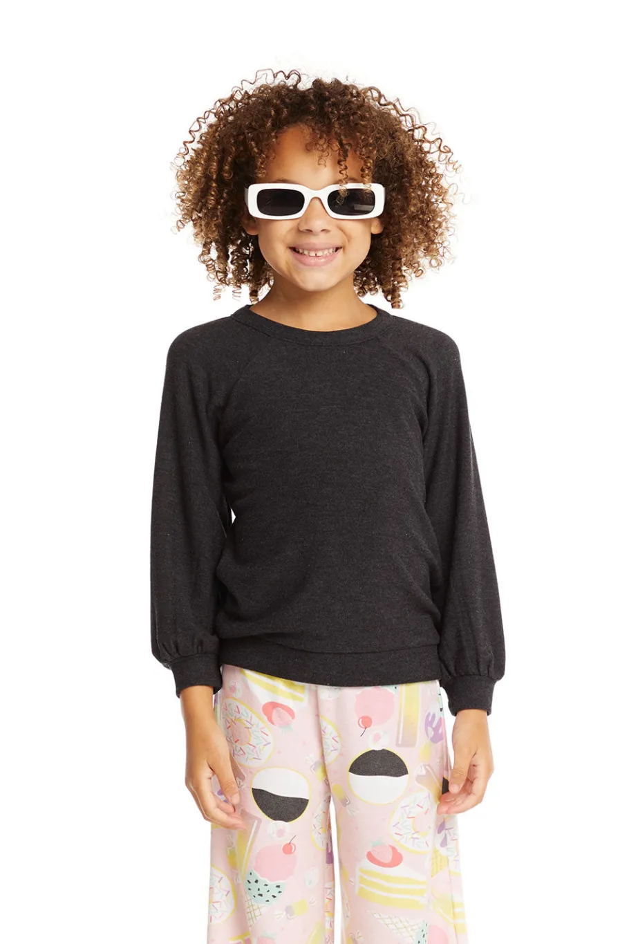 Discount Chaser Brand Blouson Sleeve Licorice Raglan Pullover