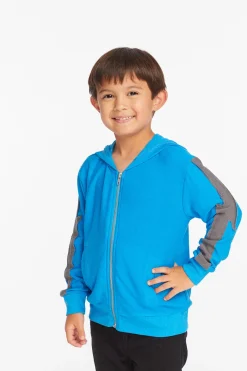 Hot Chaser Brand Bolt Blue Danube Long Sleeve Zip Up Hoodie