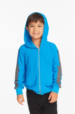 Hot Chaser Brand Bolt Blue Danube Long Sleeve Zip Up Hoodie