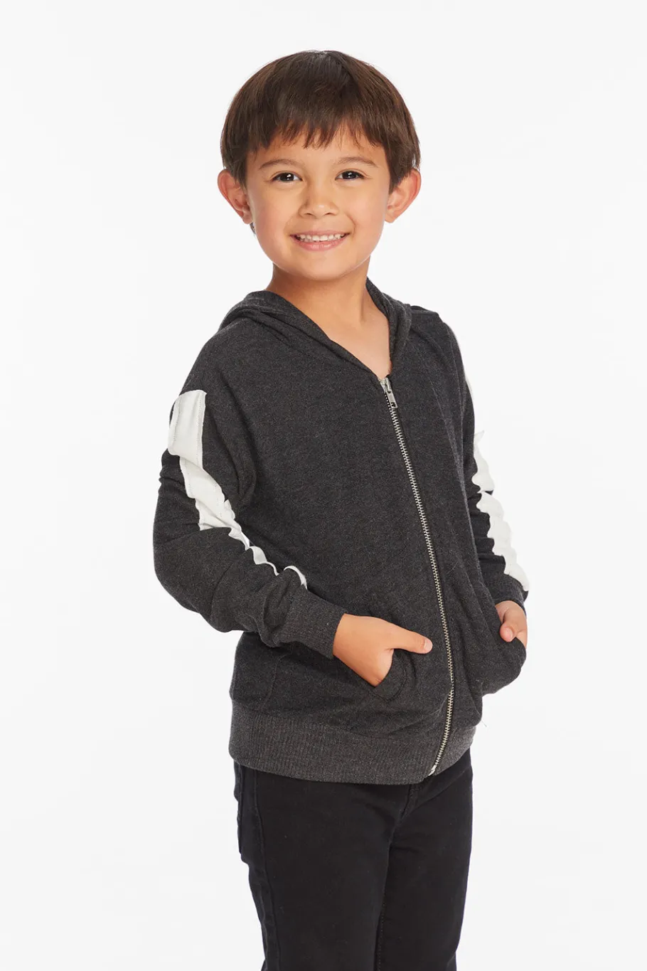 Discount Chaser Brand Bolt Licorice Long Sleeve Zip Up Hoodie