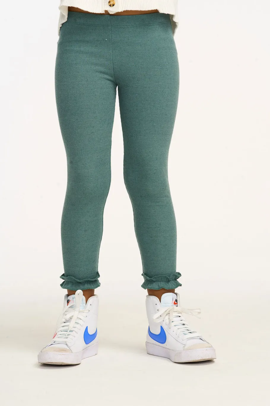 Discount Chaser Brand Bottom Ruffle Dark Forest Green Legging