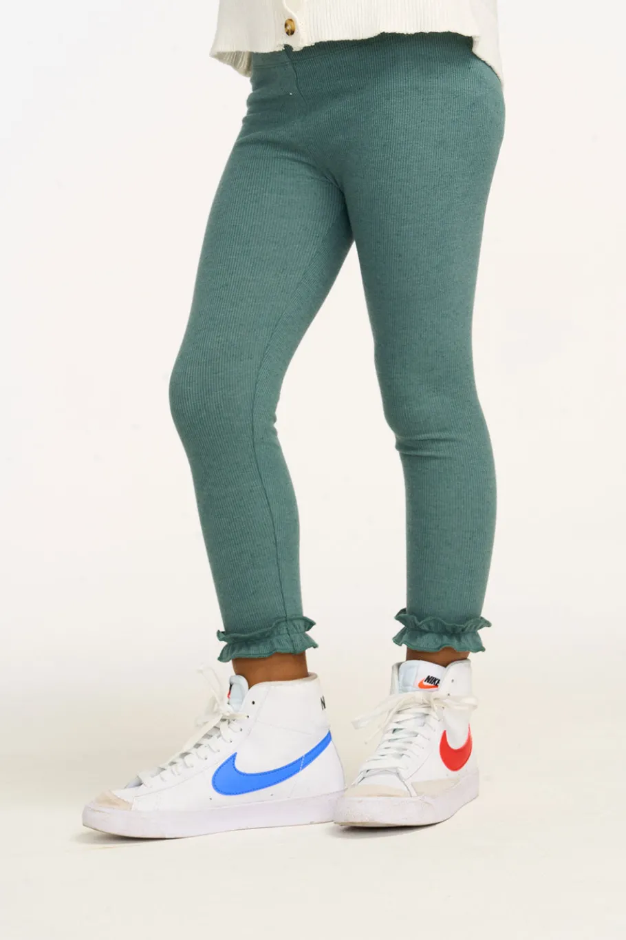 Discount Chaser Brand Bottom Ruffle Dark Forest Green Legging