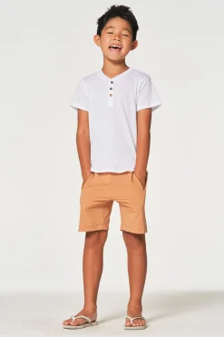 Sale Chaser Brand Boys Bella Jersey Short Sleeve Henley With Cocount Buttons