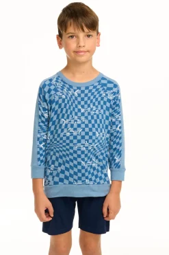 Store Chaser Brand Boy's Checkered Shark Raglan Pullover