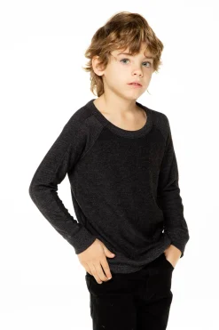 Clearance Chaser Brand Boys Cozy Knit Long Sleeve Rib Panel Raglan Pullover