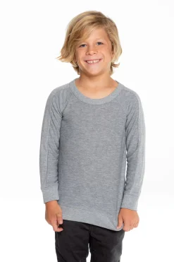 Hot Chaser Brand Boys Cozy Knit Long Sleeve Rib Panel Raglan Pullover