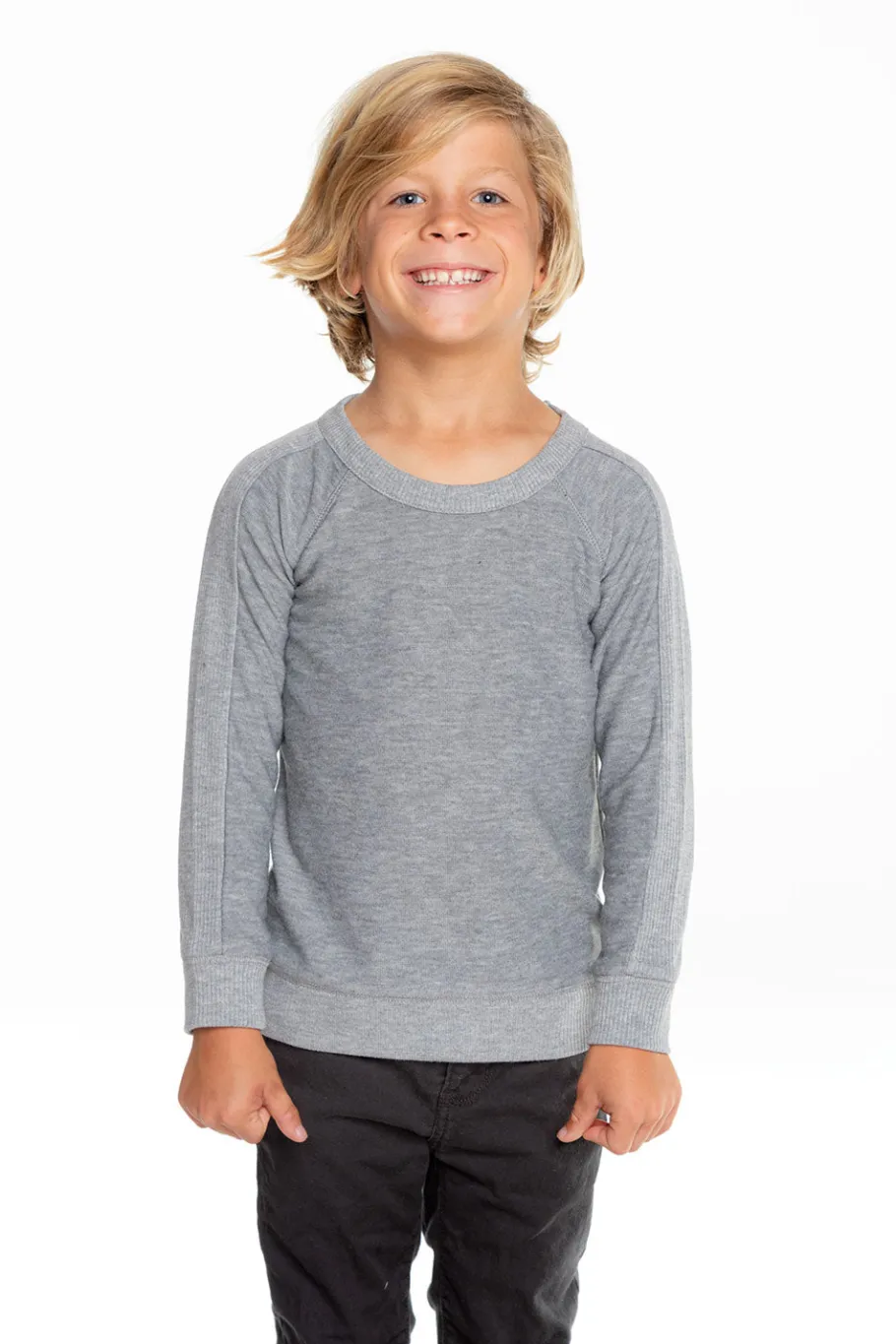 Hot Chaser Brand Boys Cozy Knit Long Sleeve Rib Panel Raglan Pullover