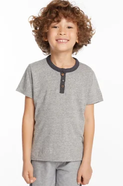 Flash Sale Chaser Brand Boys Heather Grey Short Sleeve Henley