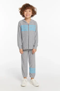 Best Sale Chaser Brand Boys Heather Grey Zip Up Hoodie With Strapping