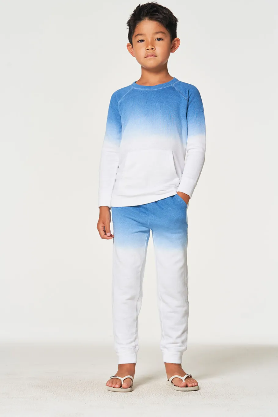 Discount Chaser Brand Boys Linen French Terry Long Sleeve Kanga Pocket Pullover