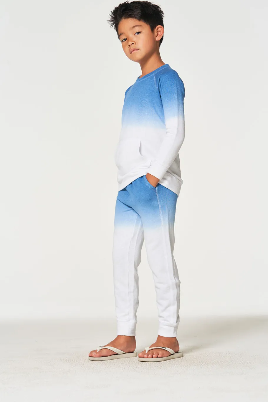 Discount Chaser Brand Boys Linen French Terry Long Sleeve Kanga Pocket Pullover