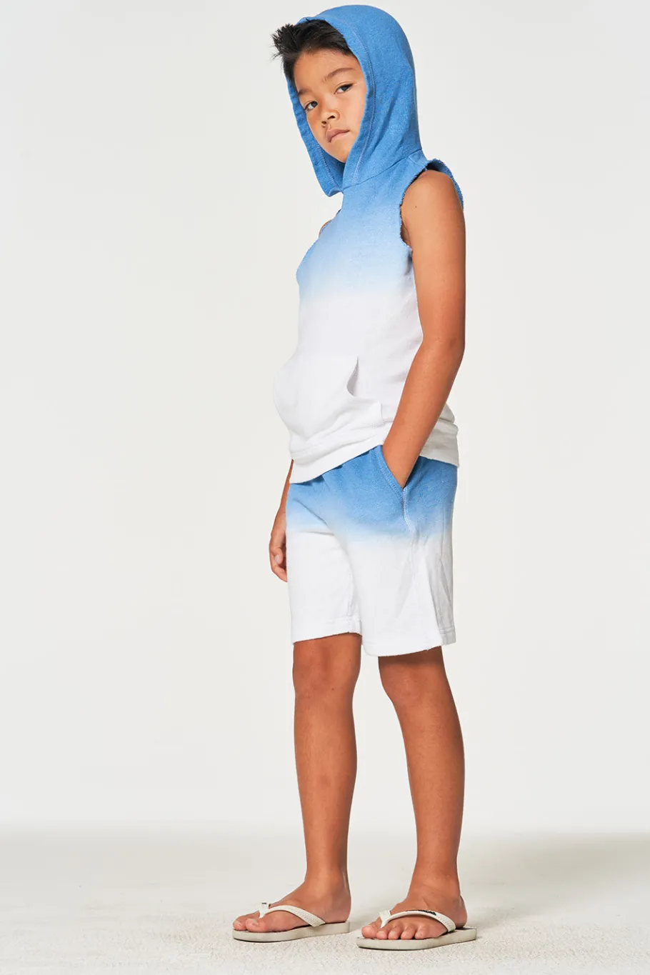 Cheap Chaser Brand Boys Linen French Terry Sleeveless Muscle Pullover Hoodie