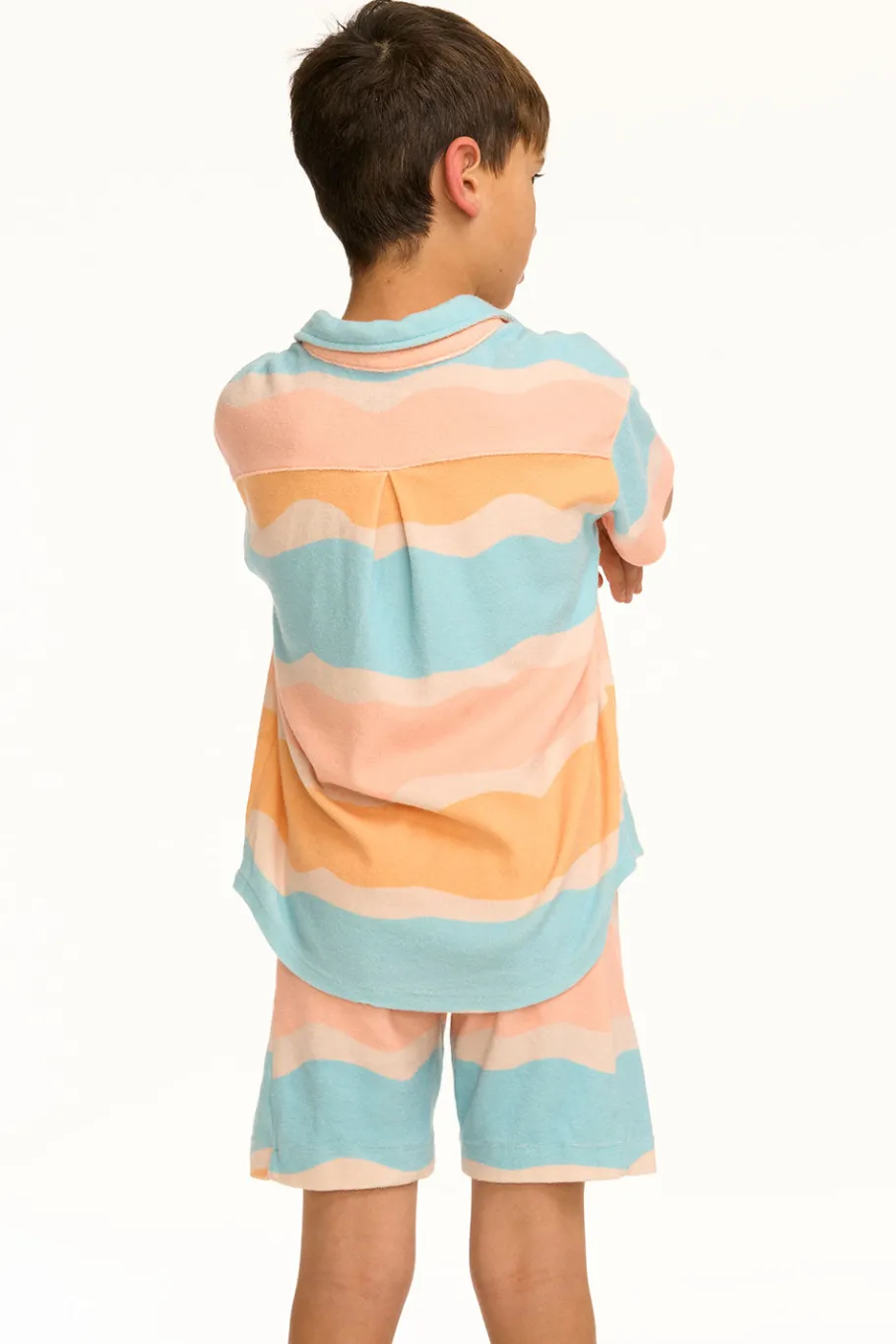Sale Chaser Brand Boy's Wavy Stripe Collared Button Down Shirt