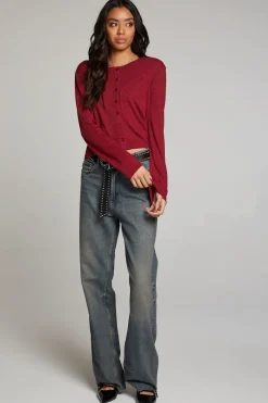 Cheap Chaser Brand Brady Blood Red Button Up Pullover