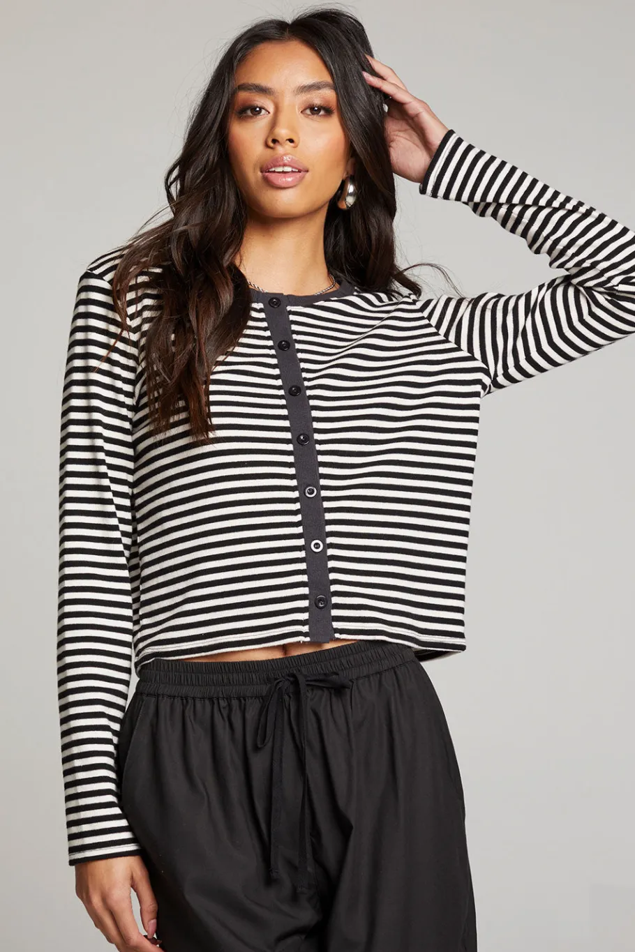 Shop Chaser Brand Brady Punk Stripe Button Up Pullover