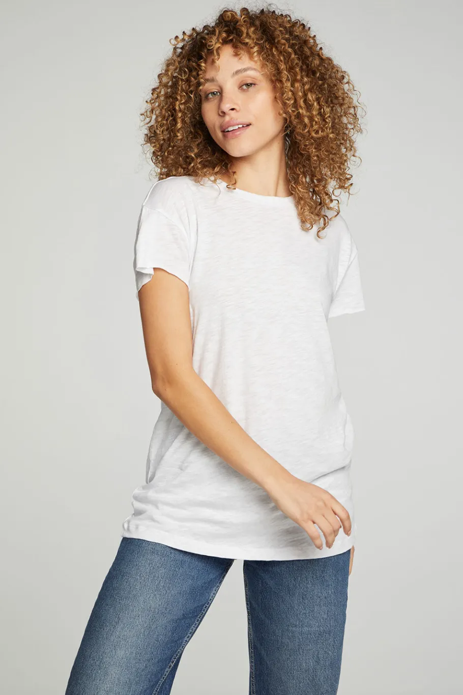 New Chaser Brand Cap Sleeve Crew Neck Tee