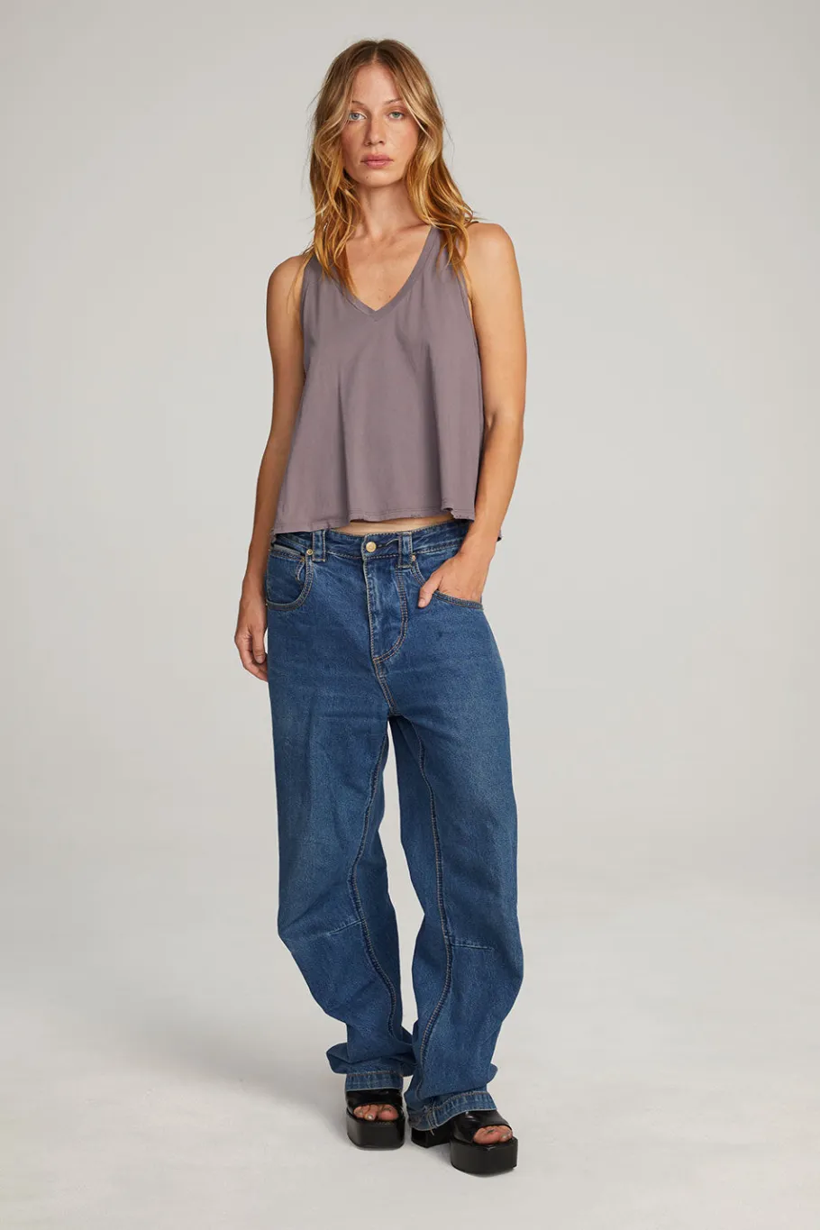 Cheap Chaser Brand Carmel Purple Sage Tank Top