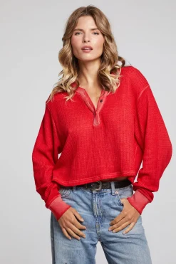 Best Sale Chaser Brand Casey Crimson Henley