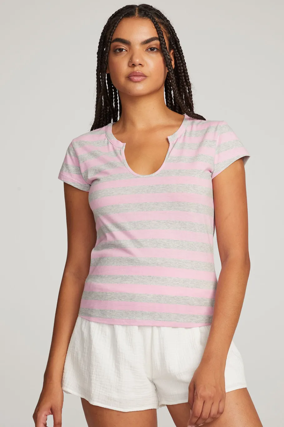 Online Chaser Brand Chandler Pastel Lavender Stripe Tee