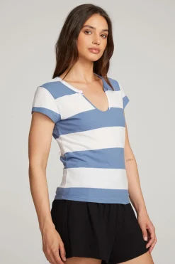 Best Chaser Brand Chandler Vintage Blue Stripe Tee