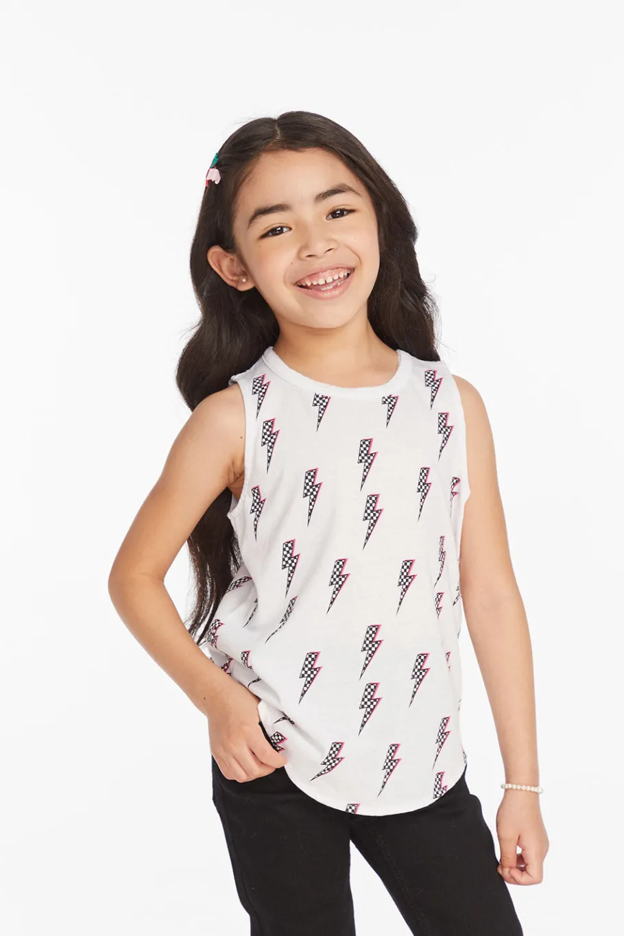 Flash Sale Chaser Brand Checkered Bolts Girls Muscle Shirt