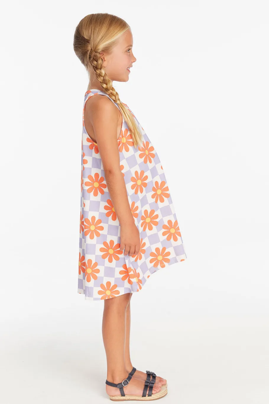 Online Chaser Brand Checkered Floral Girls Tank Dress